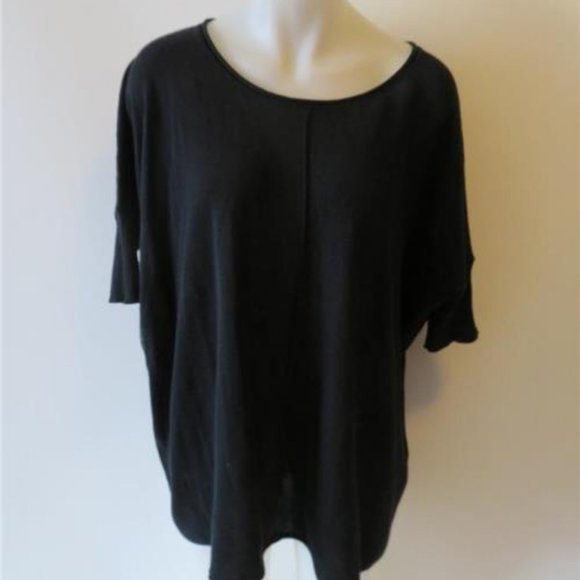 JAMES PERSE BLACK COTTON KNIT SHORT SLEEVE TOP SIZE 2/M - Picture 1 of 4